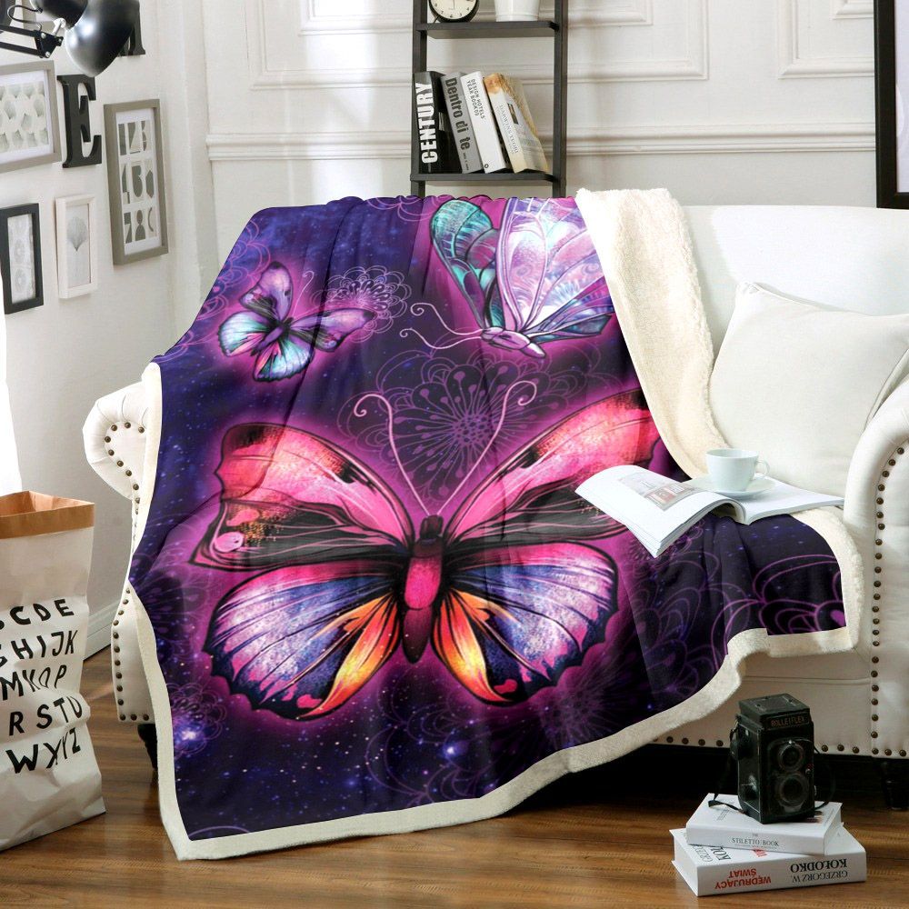Butterfly Sherpa Fleece Blanket