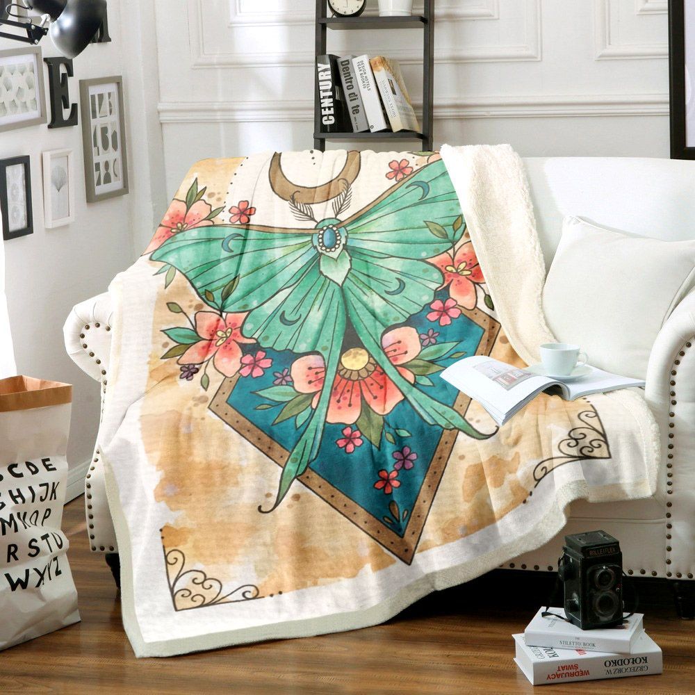 Butterfly Sherpa Fleece Blanket