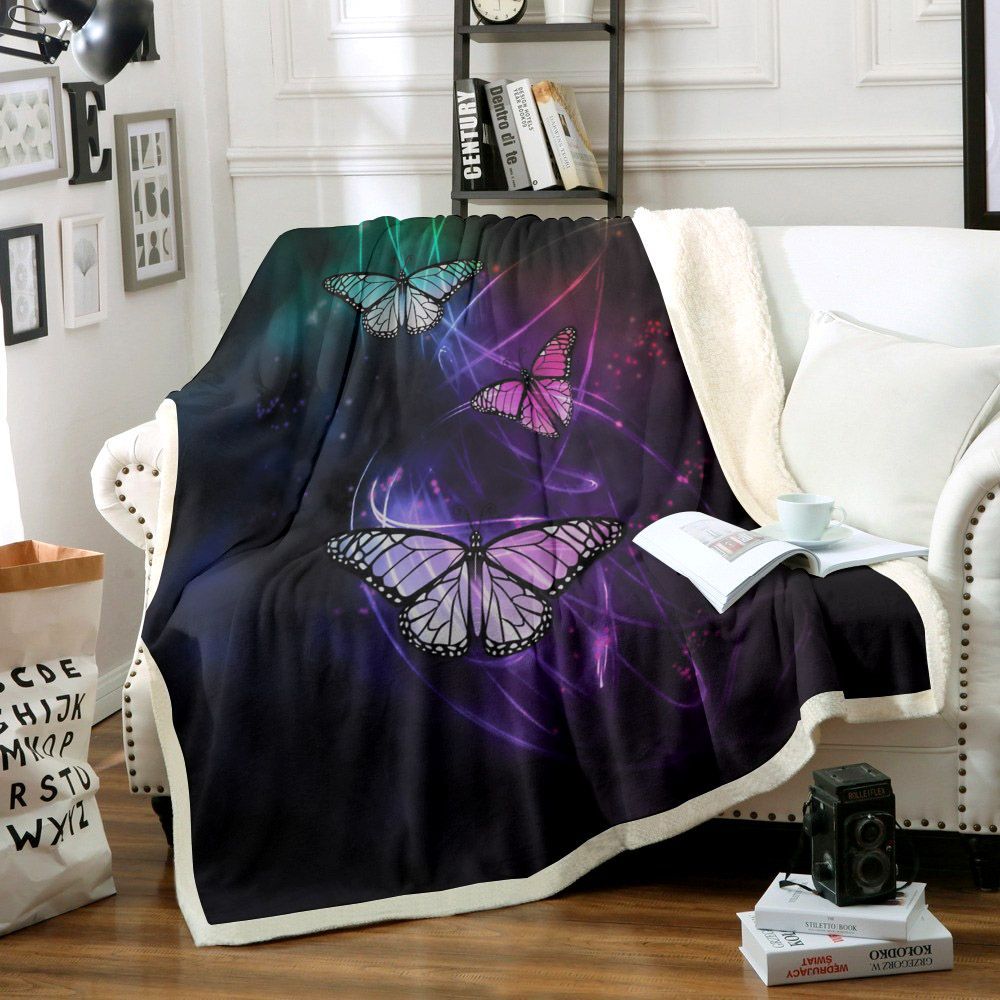 Butterfly Sherpa Fleece Blanket