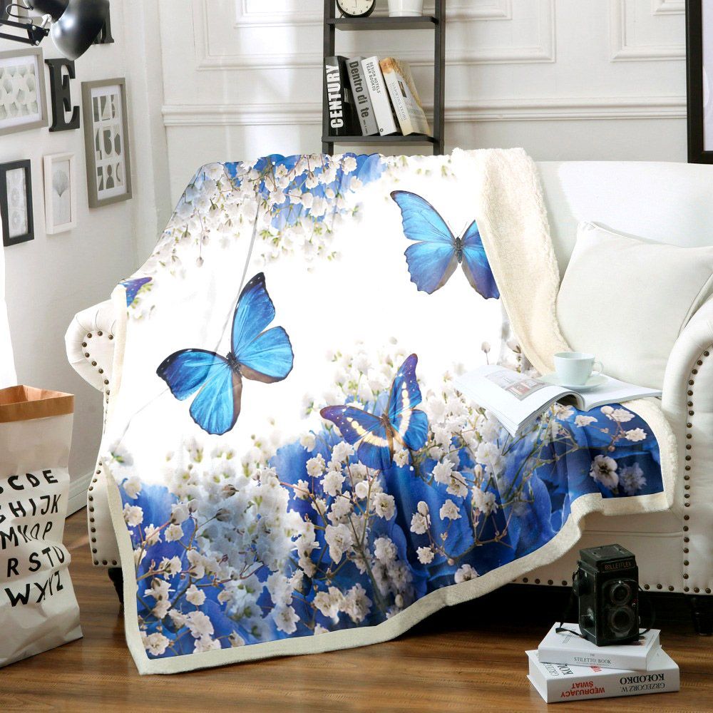 Butterfly Sherpa Fleece Blanket