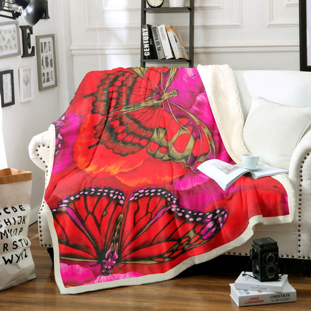 Butterfly Sherpa Fleece Blanket