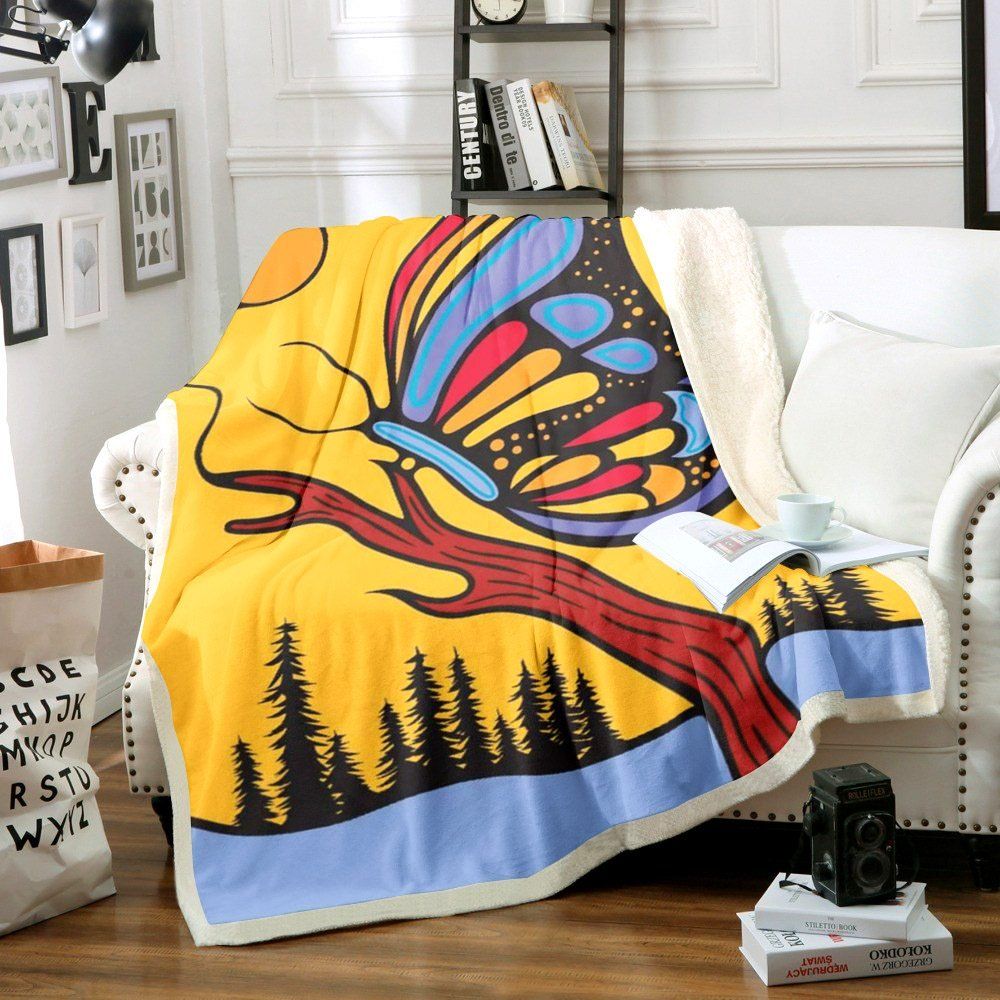 Butterfly Sherpa Fleece Blanket