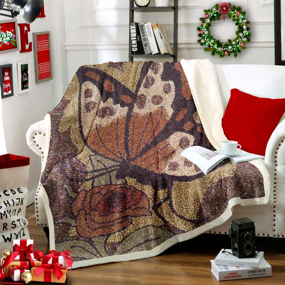 Butterfly Sherpa Fleece Blanket