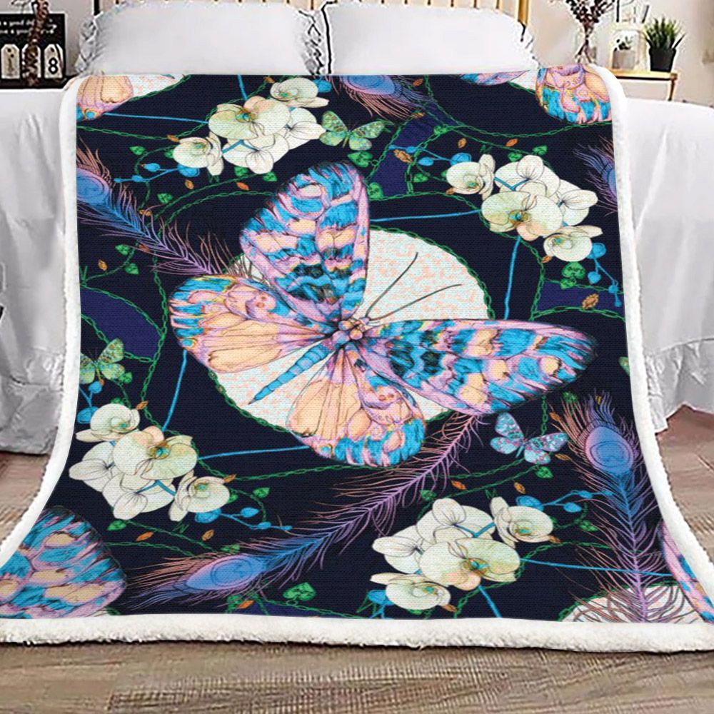 Butterfly Sherpa Fleece Blanket