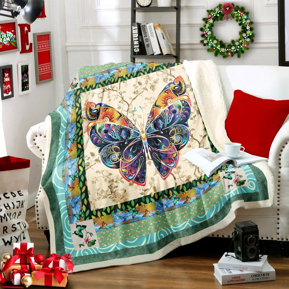 Butterfly Sherpa Fleece Blanket