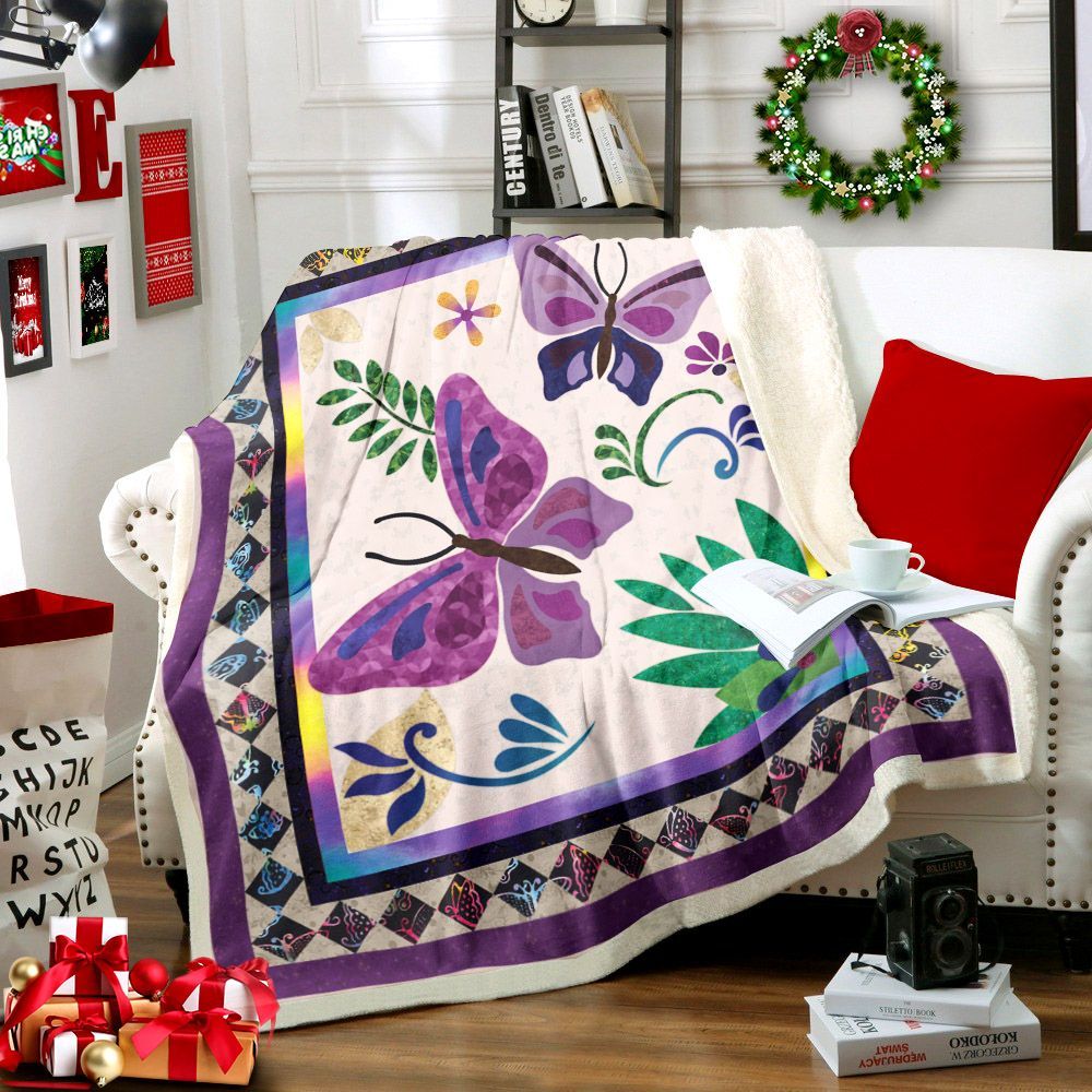 Butterfly Sherpa Fleece Blanket