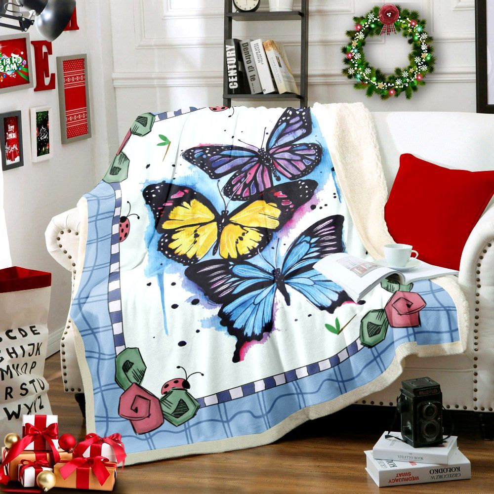 Butterfly Sherpa Fleece Blanket