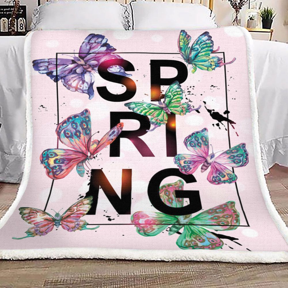 Butterfly Sherpa Fleece Blanket