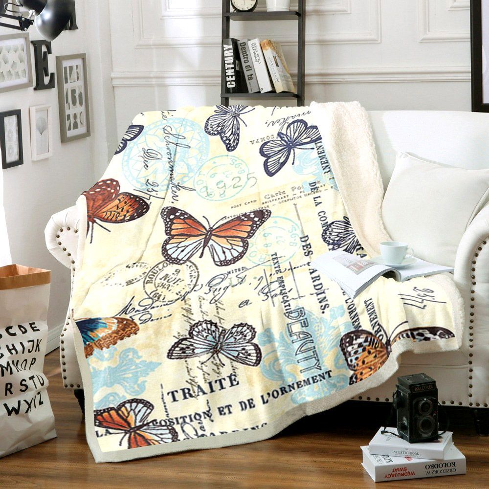 Butterfly Sherpa Fleece Blanket