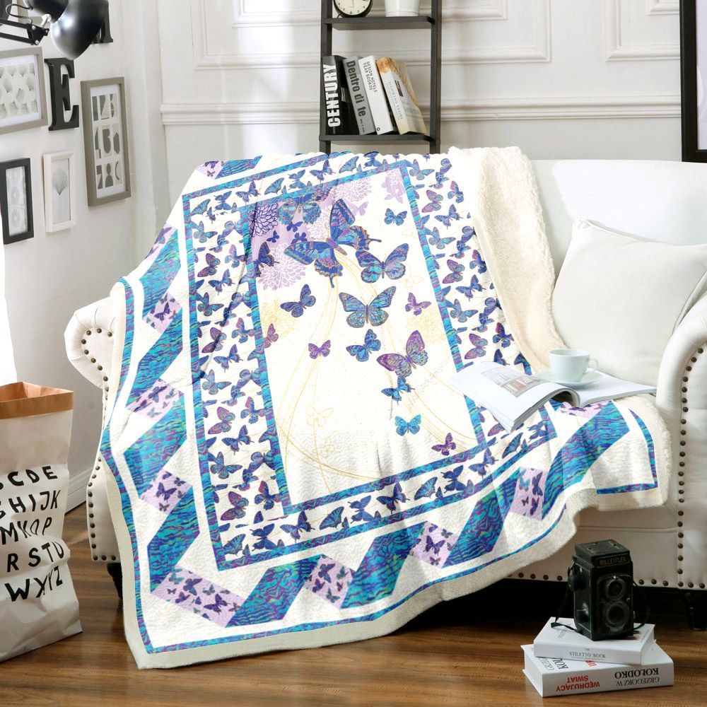 Butterfly Sherpa Fleece Blanket