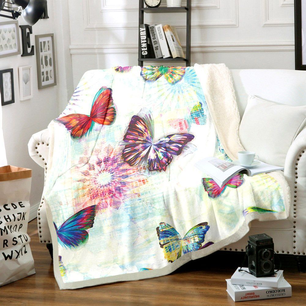 Butterfly Sherpa Fleece Blanket