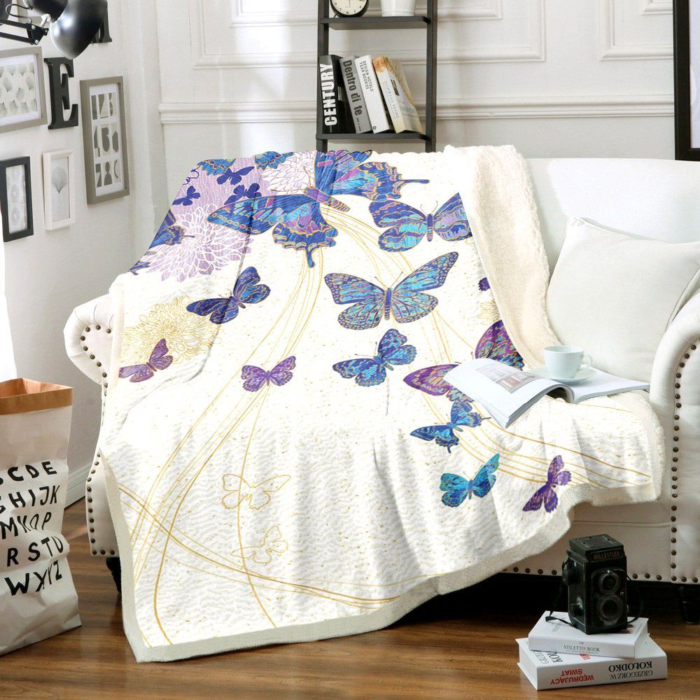 Butterfly Sherpa Fleece Blanket
