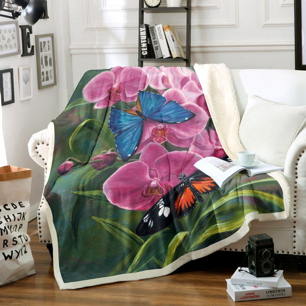 Butterfly Sherpa Fleece Blanket