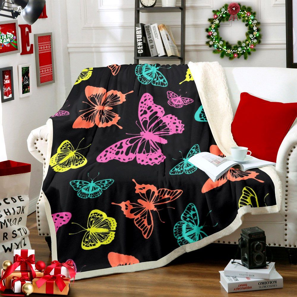 Butterfly Sherpa Fleece Blanket