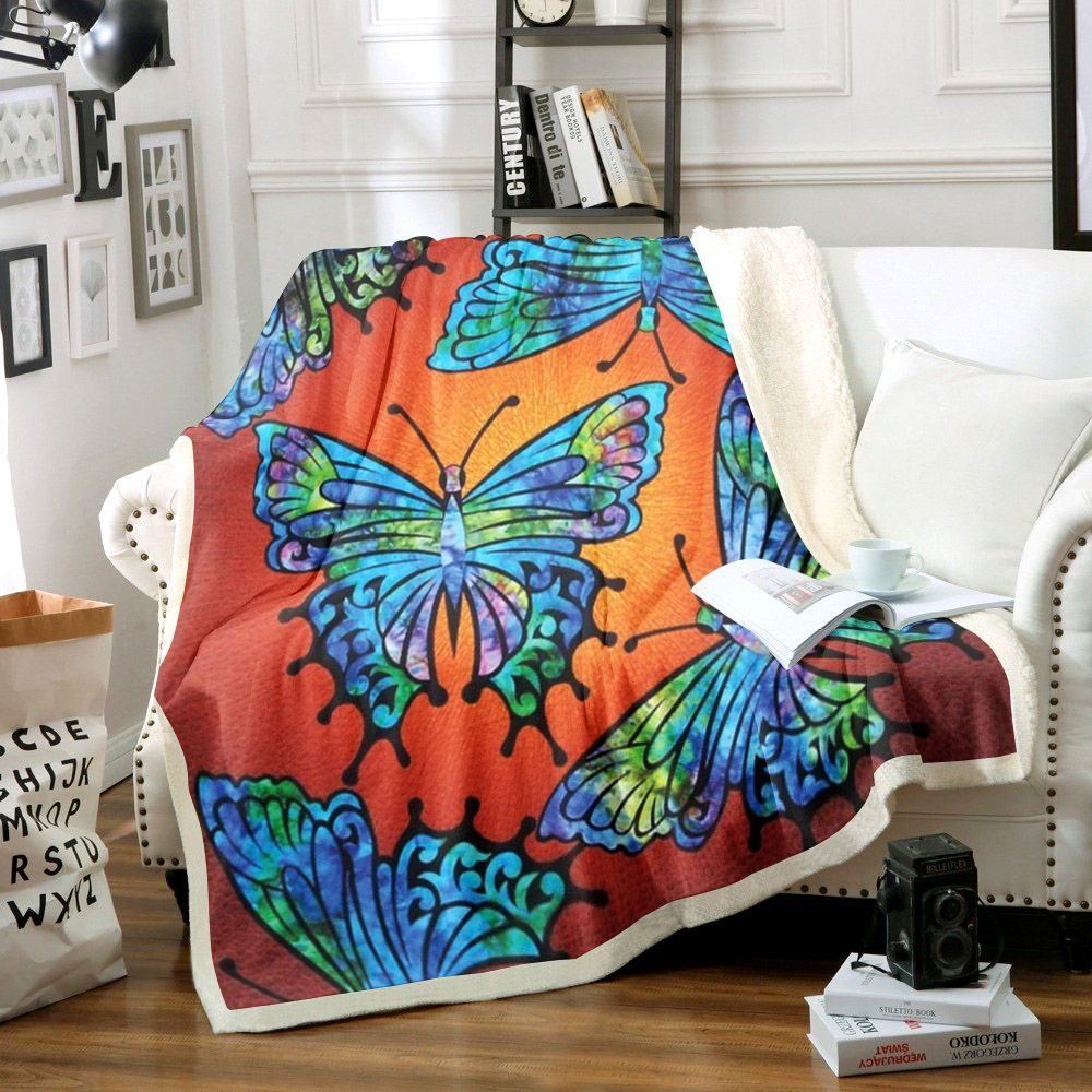 Butterfly Sherpa Fleece Blanket
