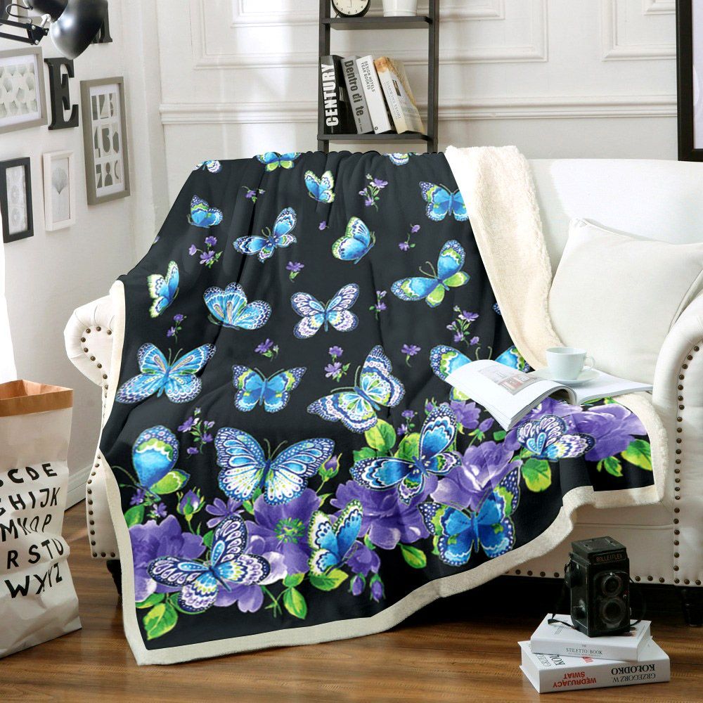 Butterfly Sherpa Fleece Blanket