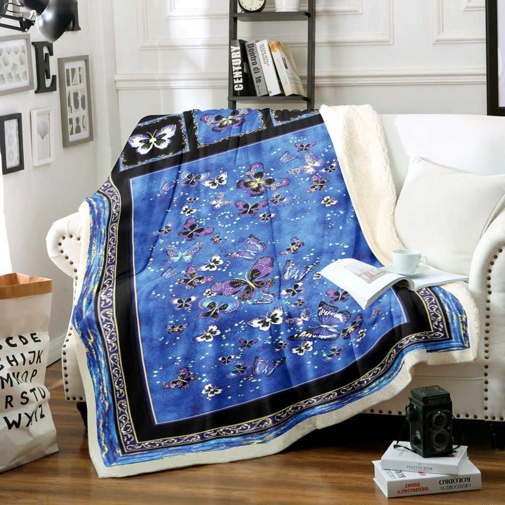 Butterfly Sherpa Fleece Blanket