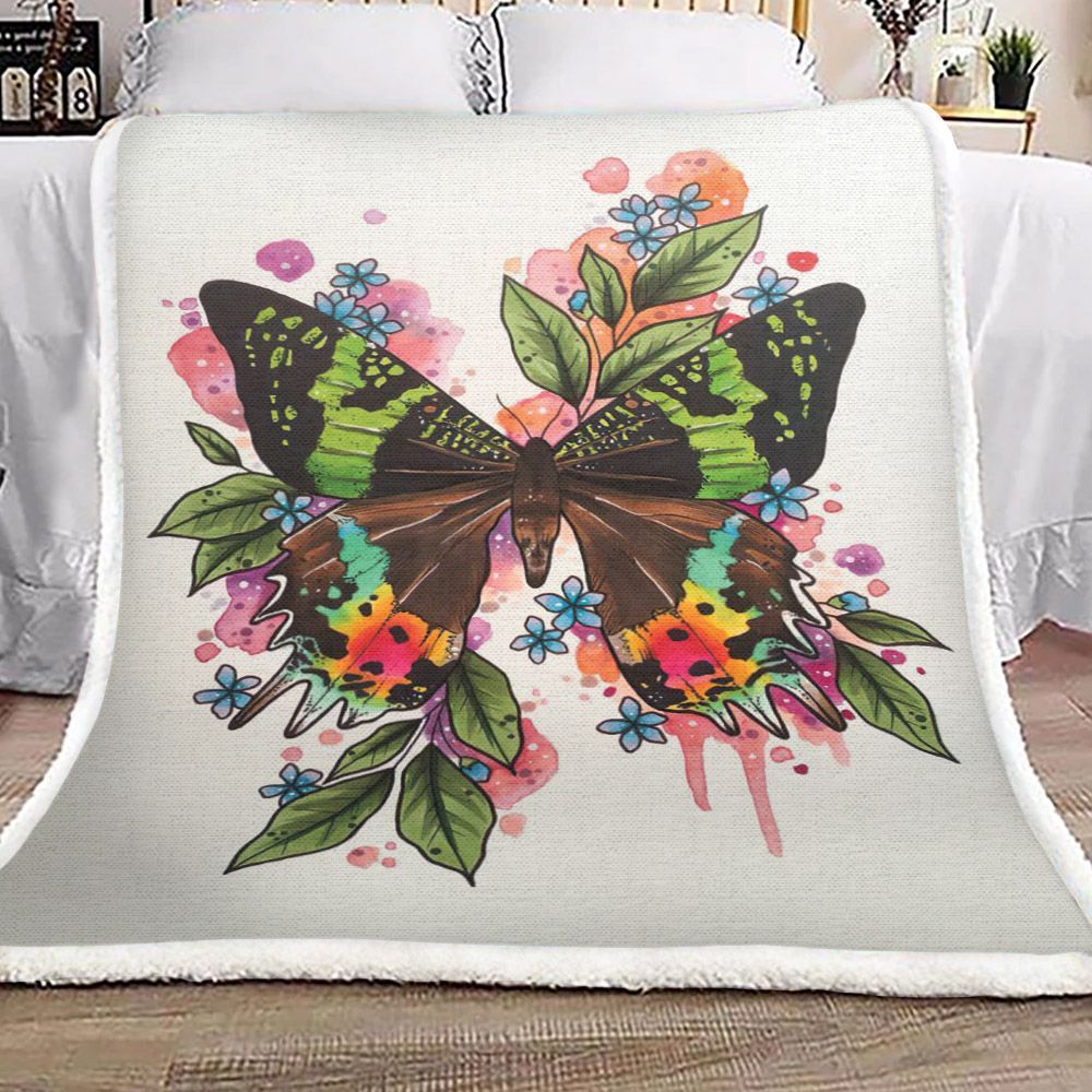 Butterfly Sherpa Fleece Blanket