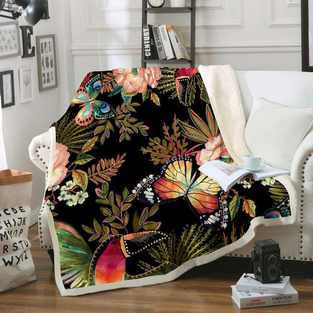 Butterfly Sherpa Fleece Blanket
