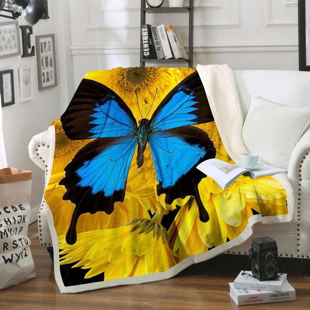 Butterfly Sherpa Fleece Blanket