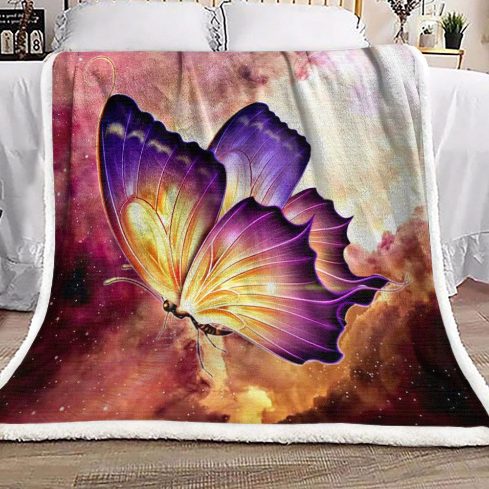 Butterfly Sherpa Fleece Blanket