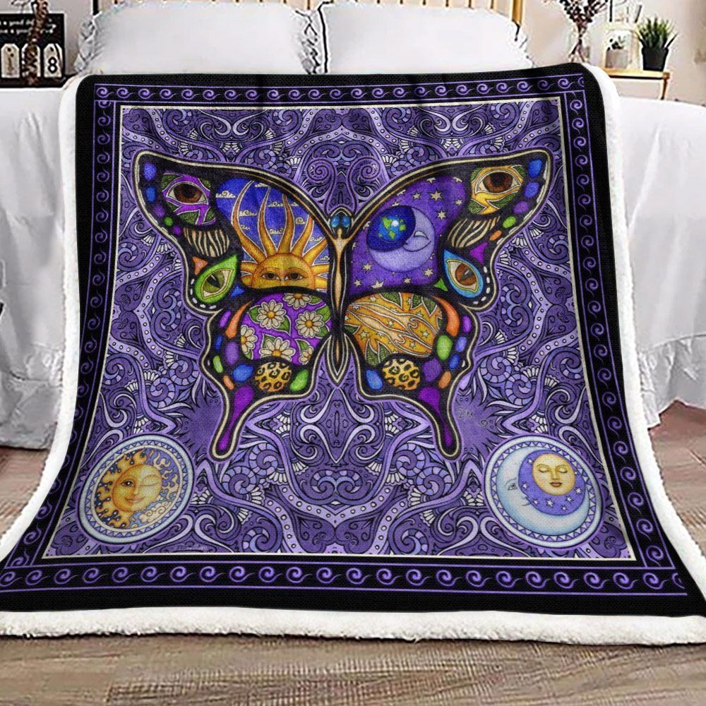 Butterfly Sherpa Fleece Blanket