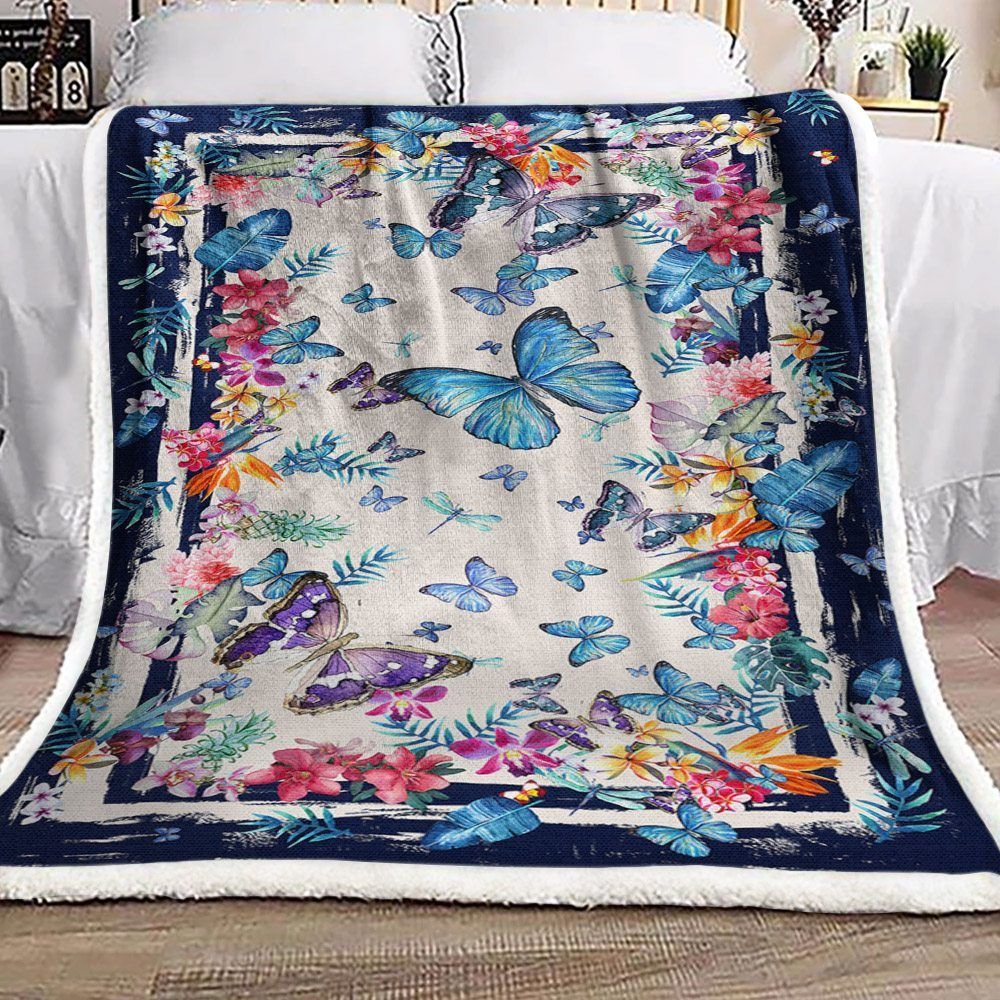 Butterfly Sherpa Fleece Blanket