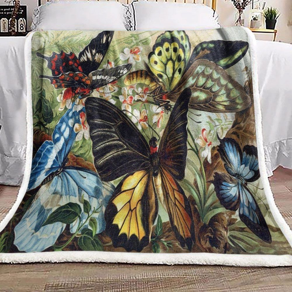 Butterfly Sherpa Fleece Blanket