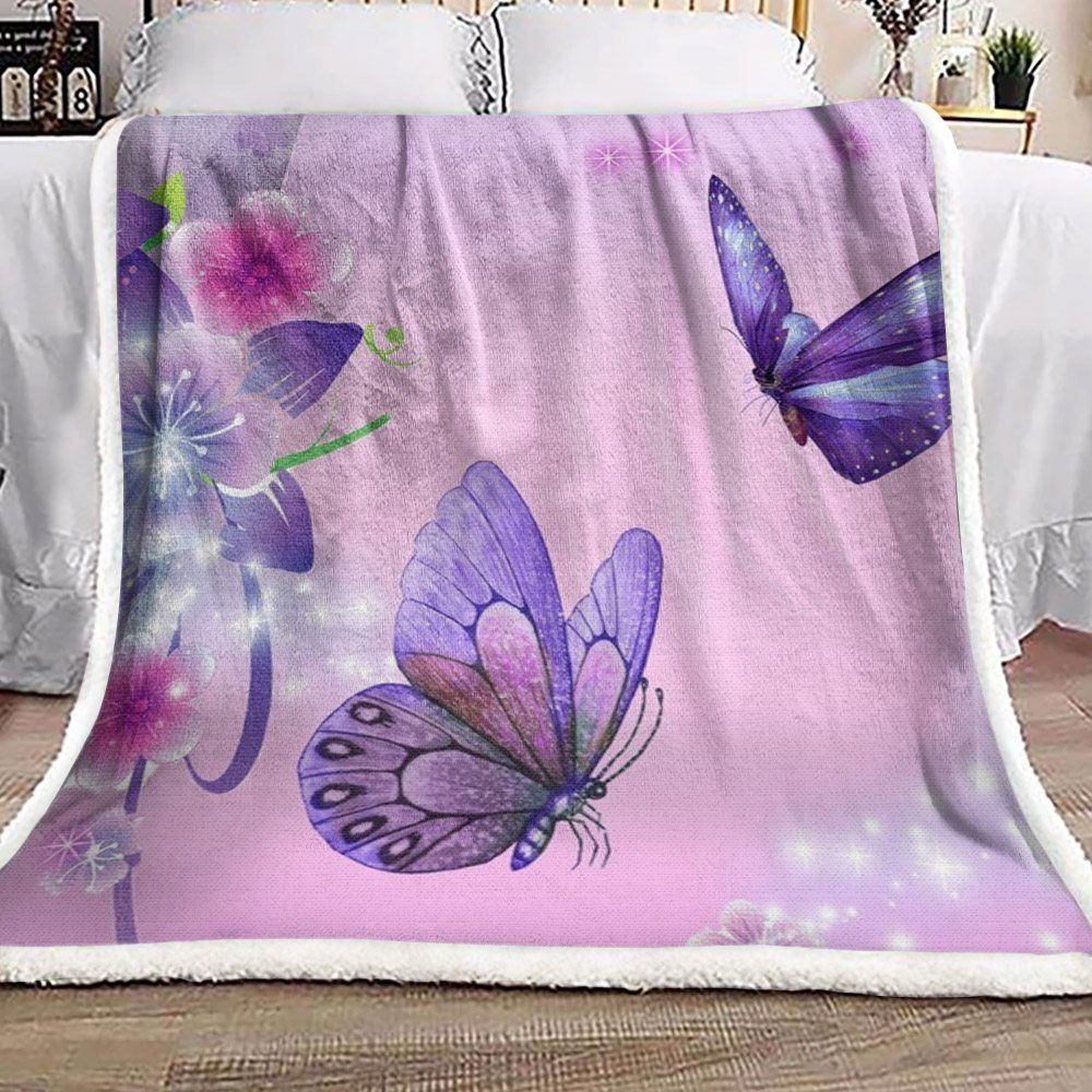 Butterfly Sherpa Fleece Blanket
