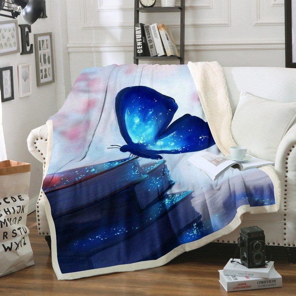 Butterfly Sherpa Fleece Blanket