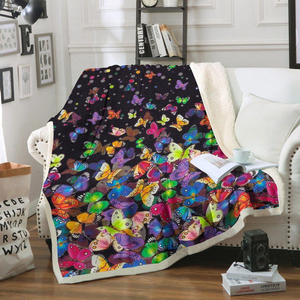 Butterfly Sherpa Fleece Blanket