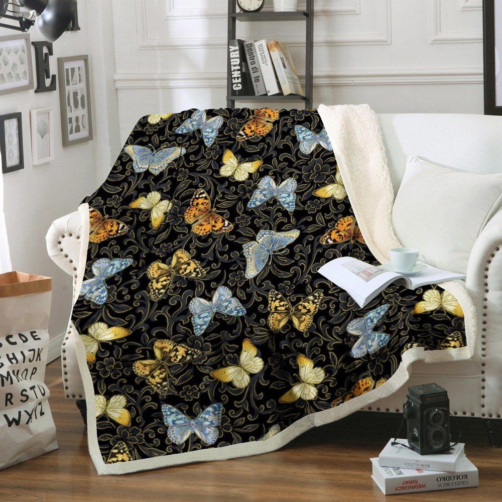 Butterfly Sherpa Fleece Blanket
