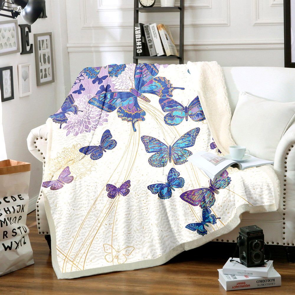 Butterfly Sherpa Fleece Blanket