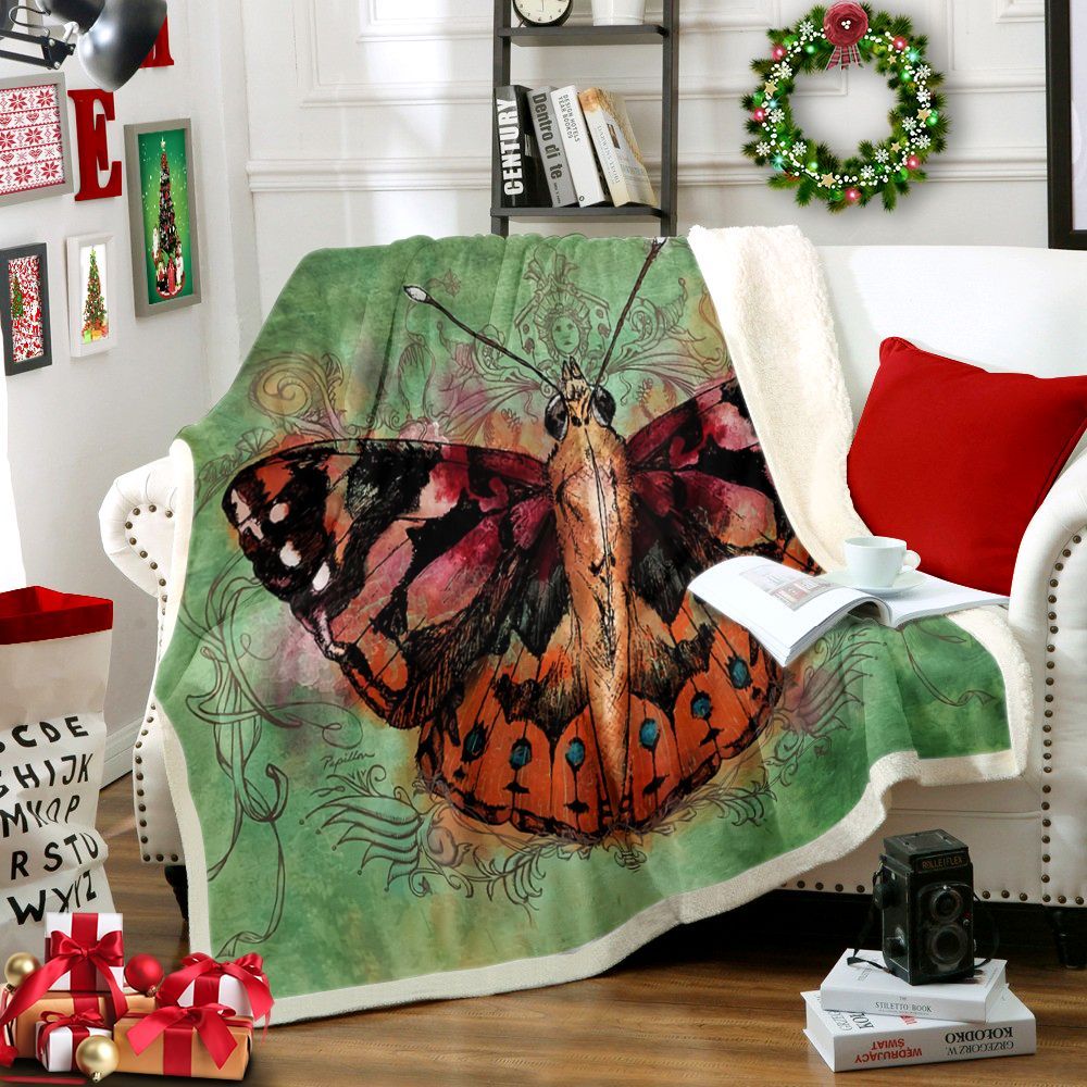 Butterfly Sherpa Fleece Blanket