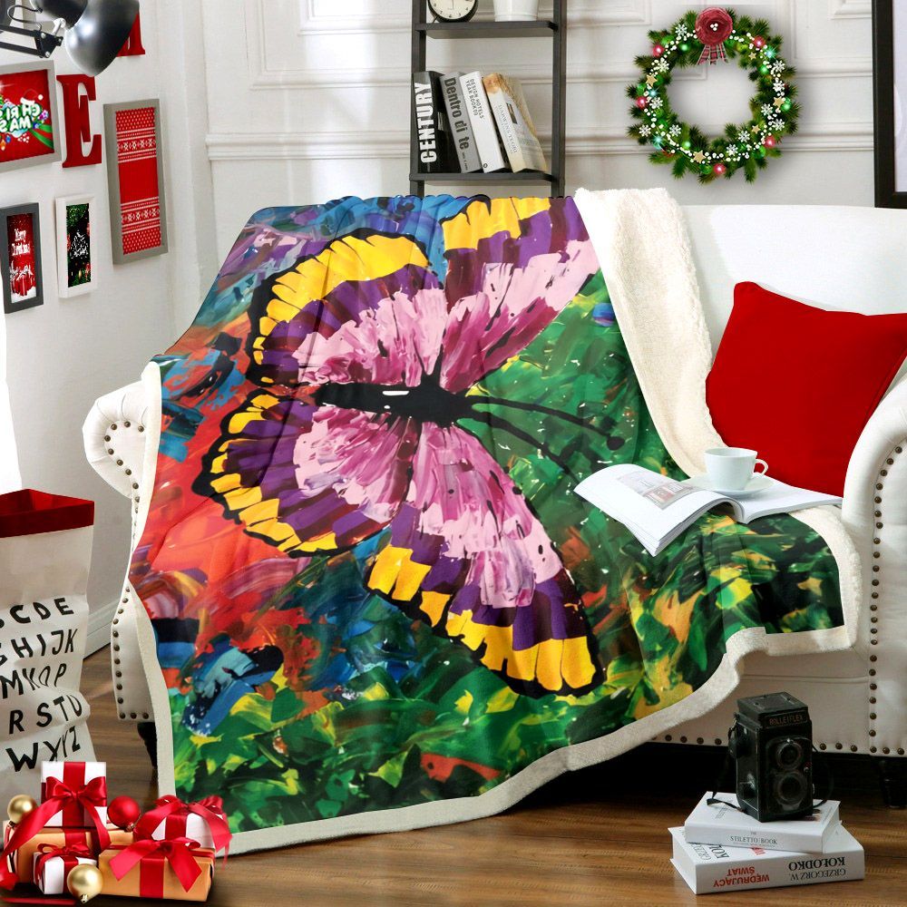 Butterfly Sherpa Fleece Blanket