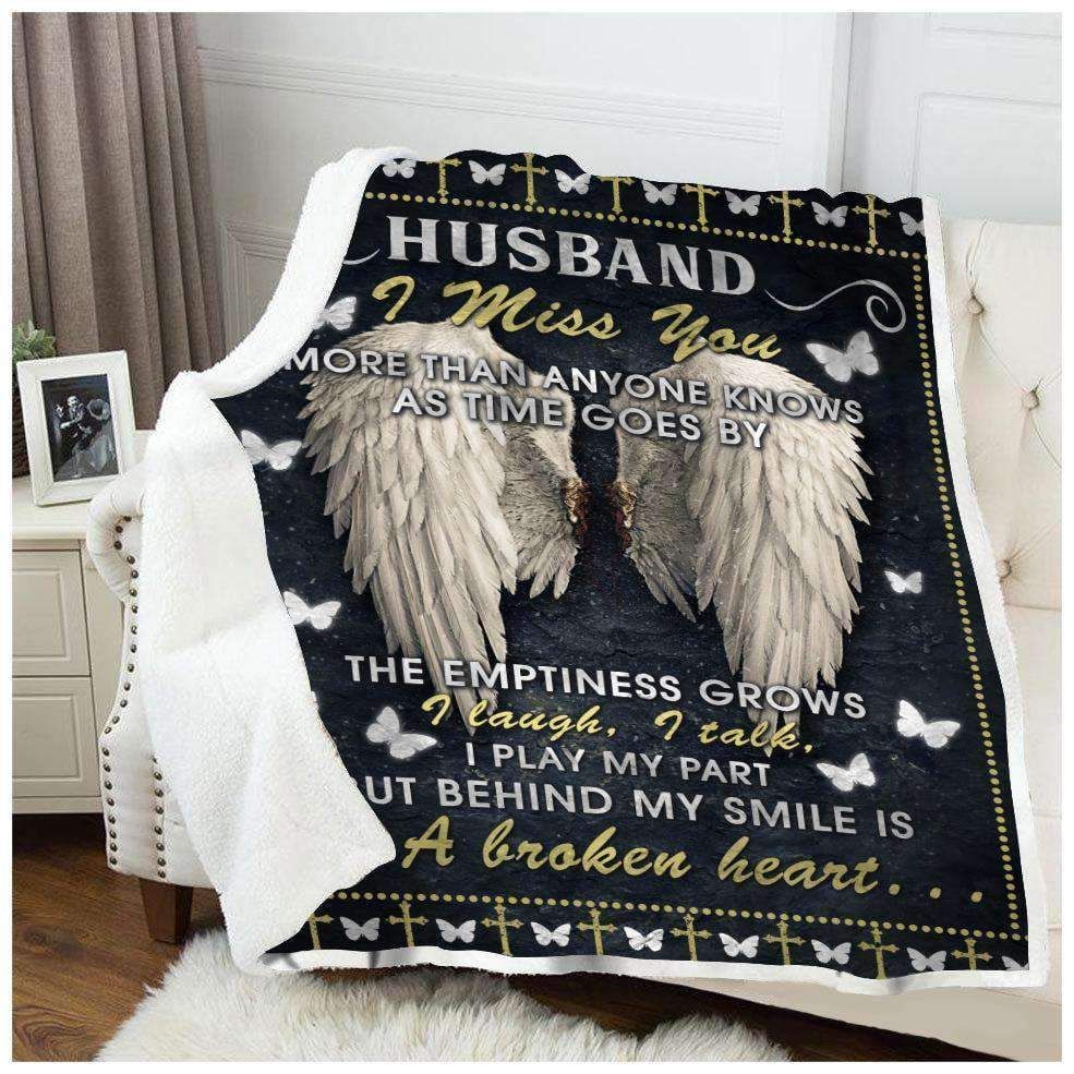 Butterfly Husband I Miss You Sherpa Fleece Blanket