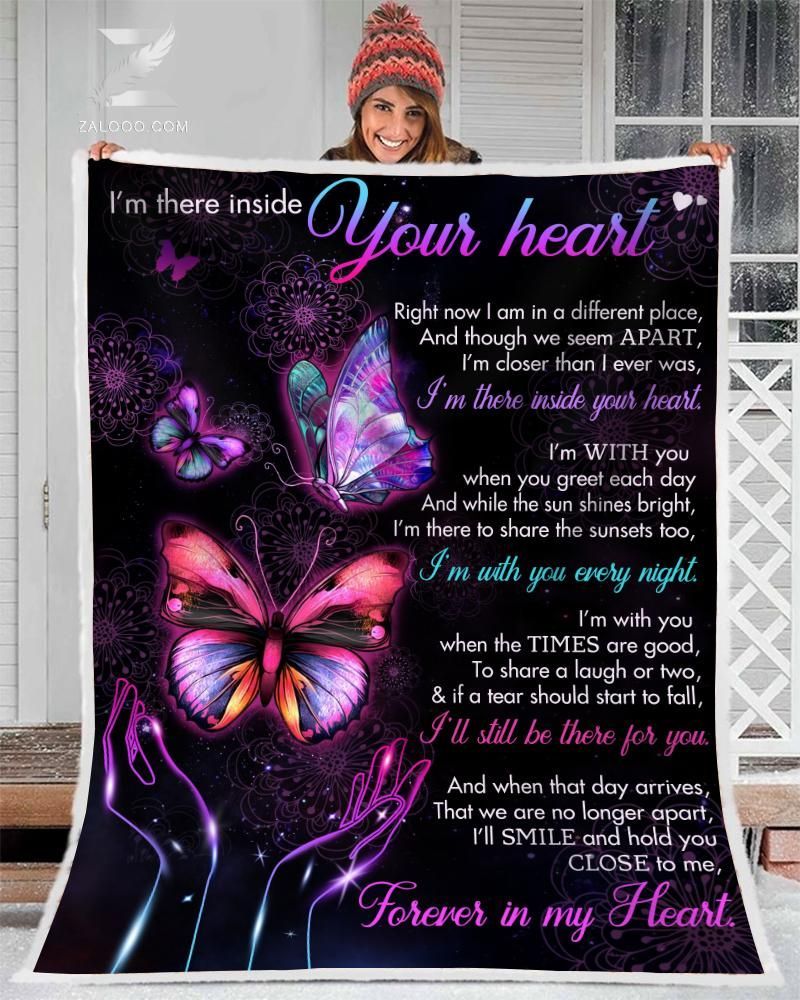 Butterfly I Am There Inside Your Heart Sherpa Fleece Blanket