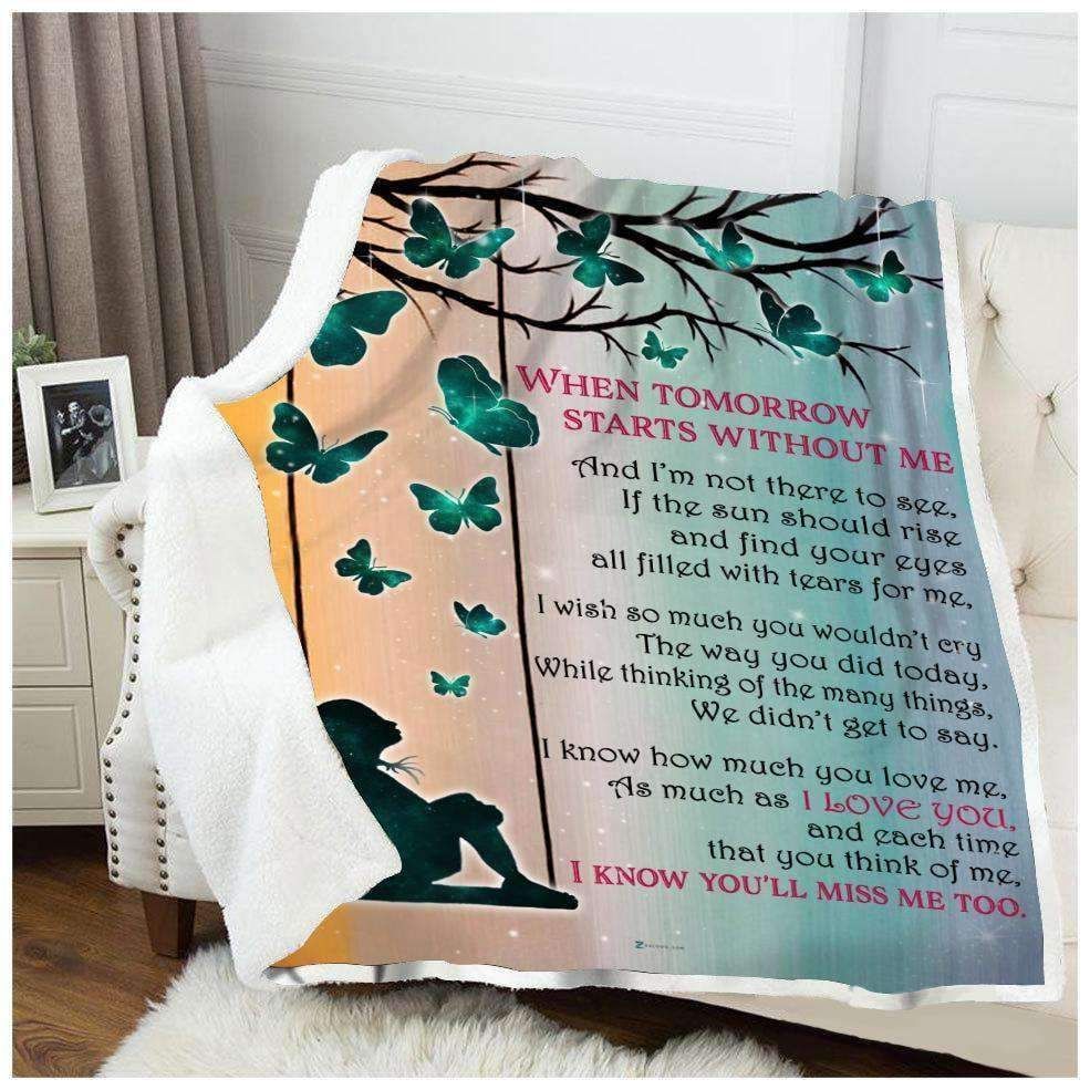 Butterfly I Know You Will Miss Me Too Sherpa Fleece Blanket