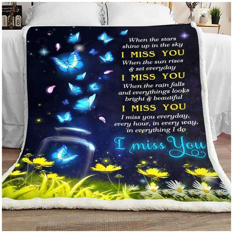 Butterfly I Miss You Sherpa Fleece Blanket