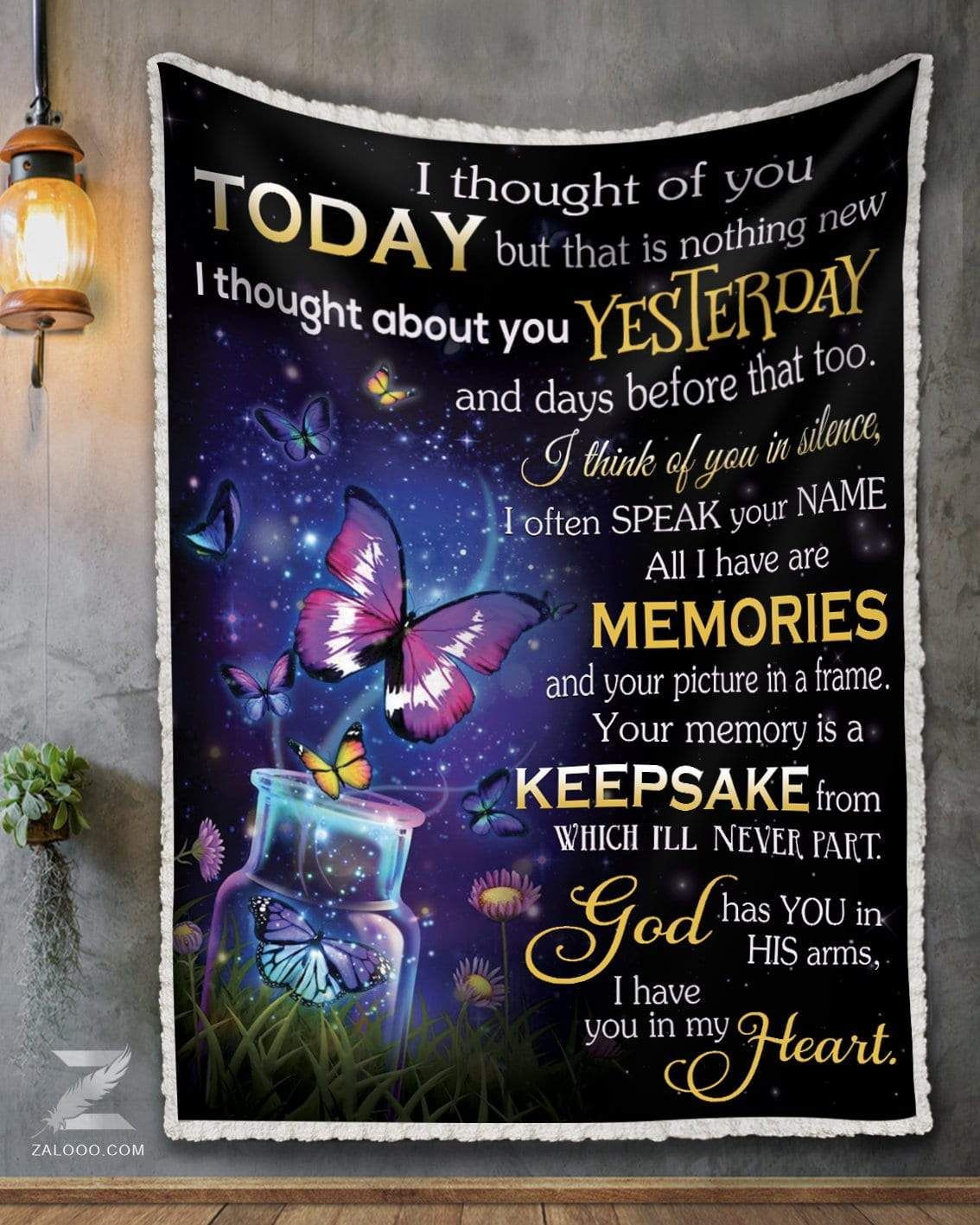 Butterfly I Thought Of You Sherpa Fleece Blanket