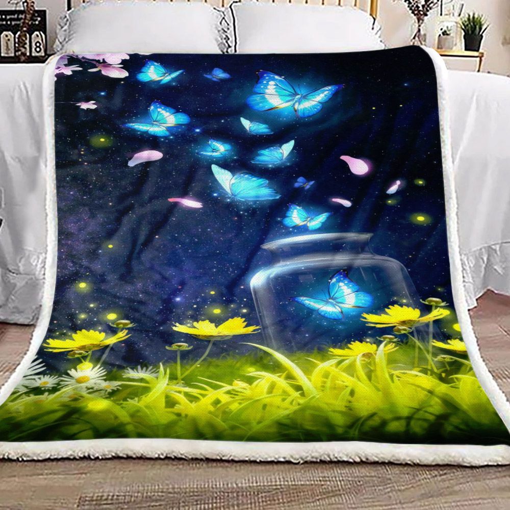 Butterfly In The Night Fleece Blanket