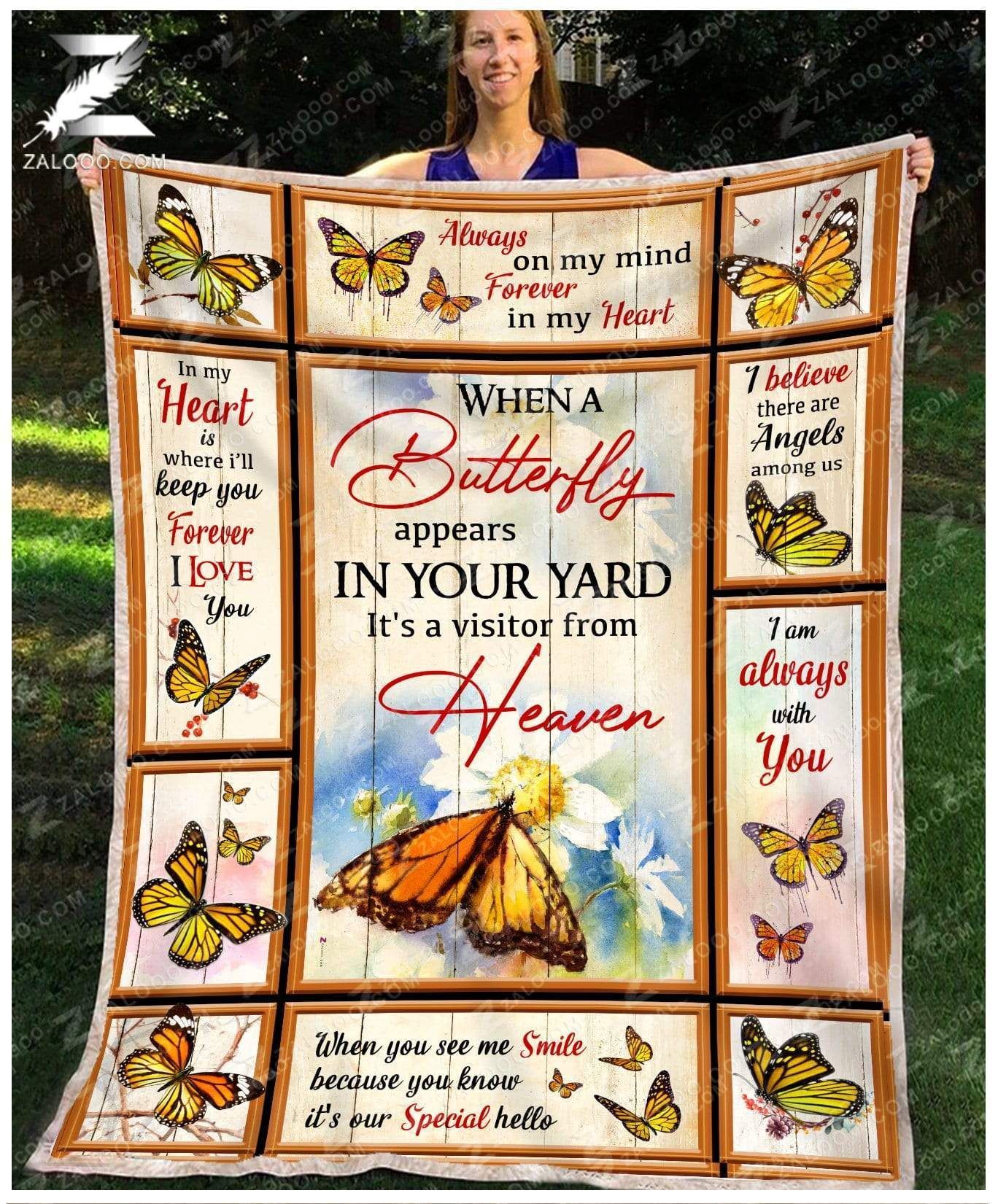 Butterfly Its A Visitor From Heaven Sherpa Fleece Blanket