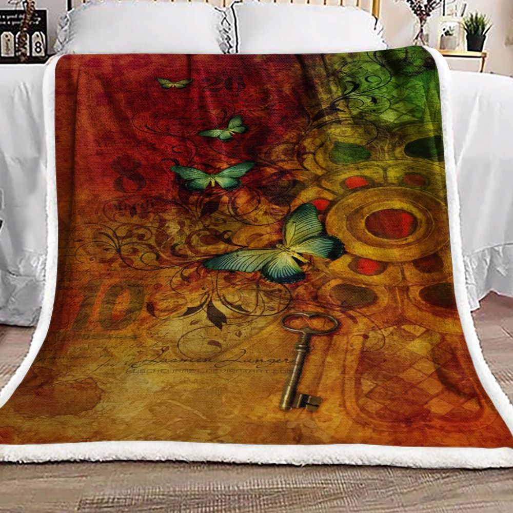 Butterfly Key Sherpa Fleece Blanket