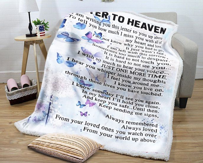 Butterfly Letter To Heaven Sherpa Fleece Blanket