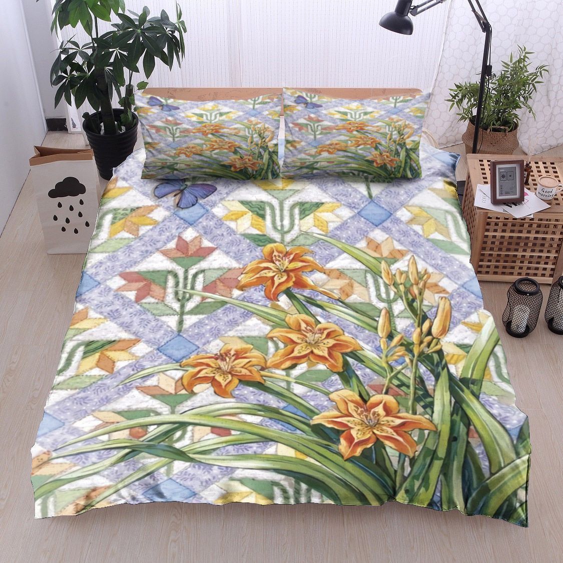 Butterfly Lily Flower Bedding Set