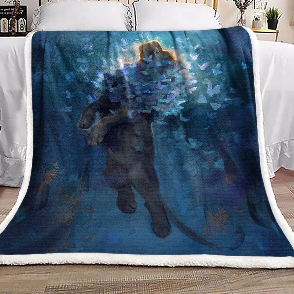Butterfly Lion Sherpa Fleece Blanket