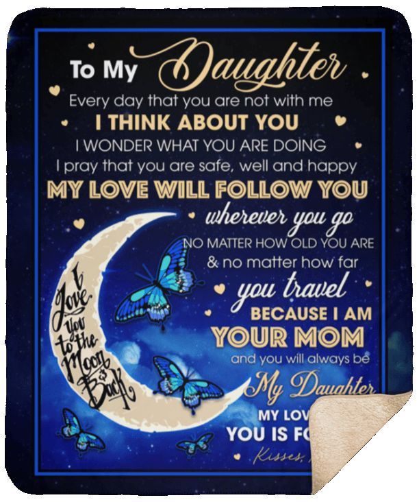 Butterfly Love Moon To My Daughter Sherpa Fleece Blanket