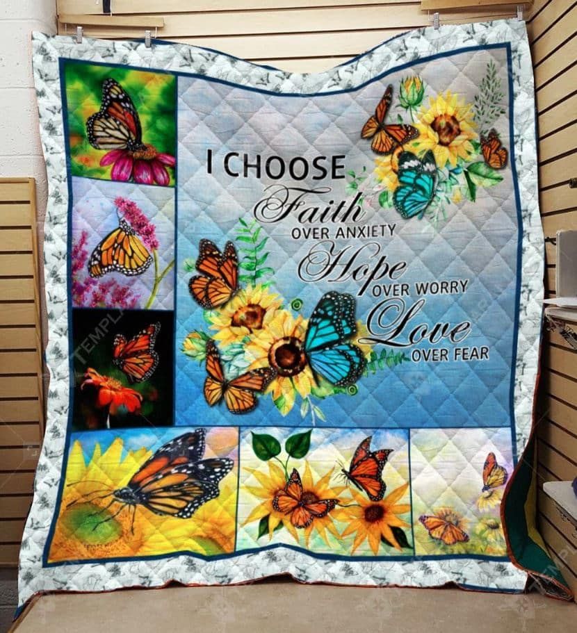 Butterfly Love Over Fear Quilt Blanket Dhc04011925Dd