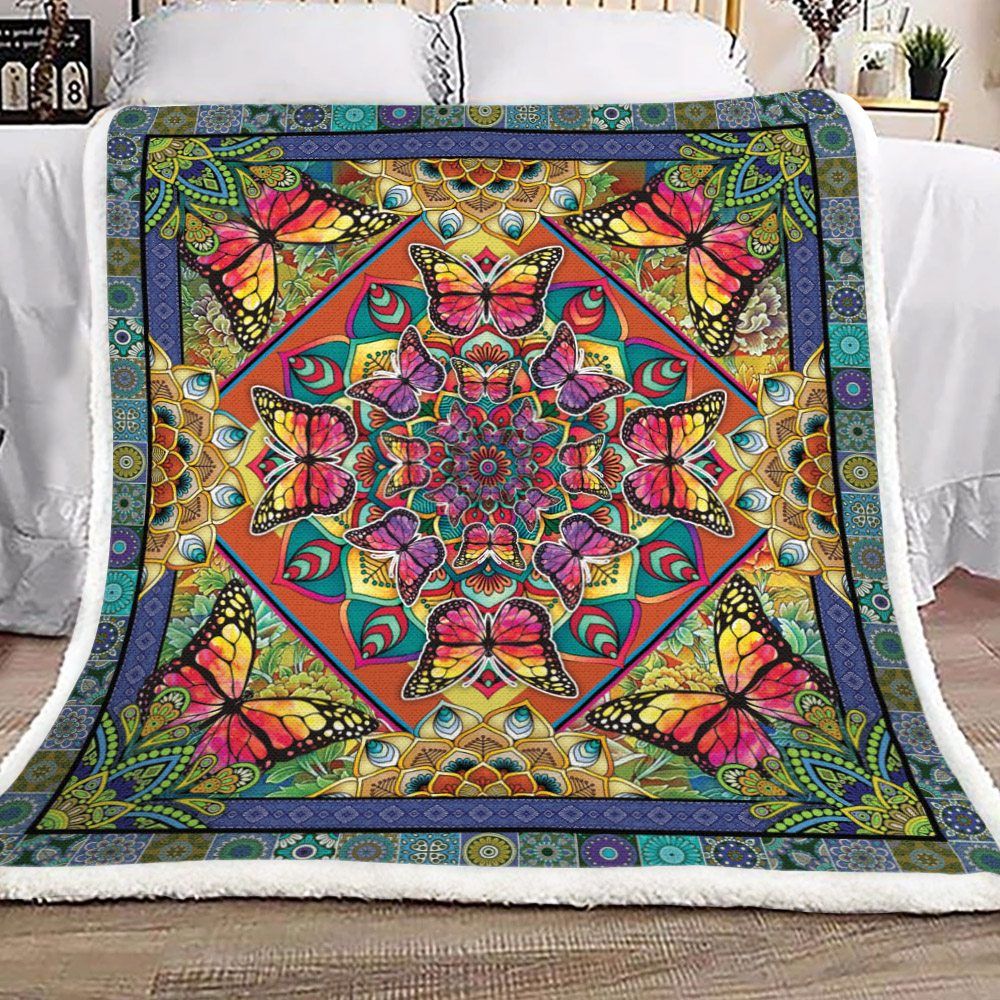 Butterfly Mandala Sherpa Fleece