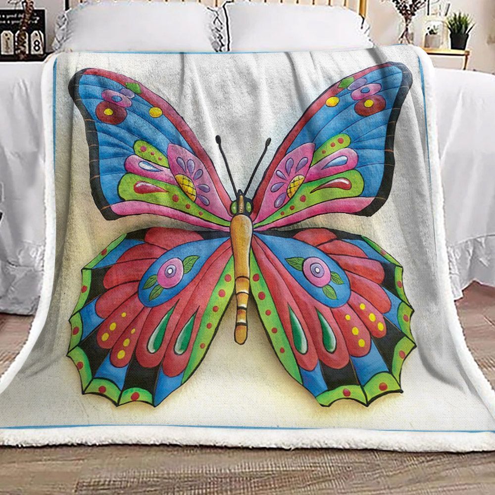 Butterfly Sherpa Fleece Blanket